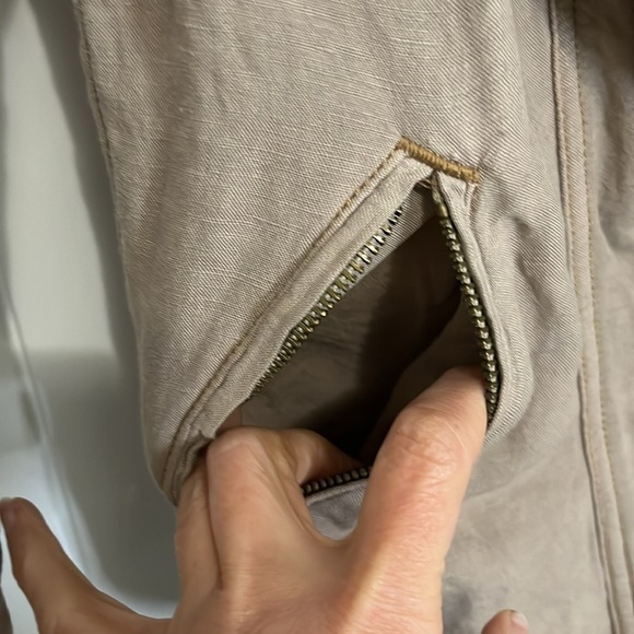 Lucky Brand Tan Linen Blend Moto Jacket. Small - Picture 6 of 6